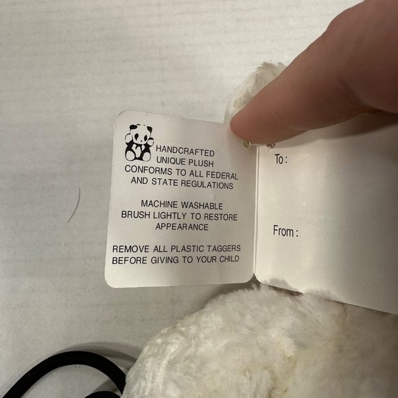 Beta Toys White Teddy Bear Plush 8 Inches Tall Stuffed Animal Pink Ribbon New - Picture 6 of 12